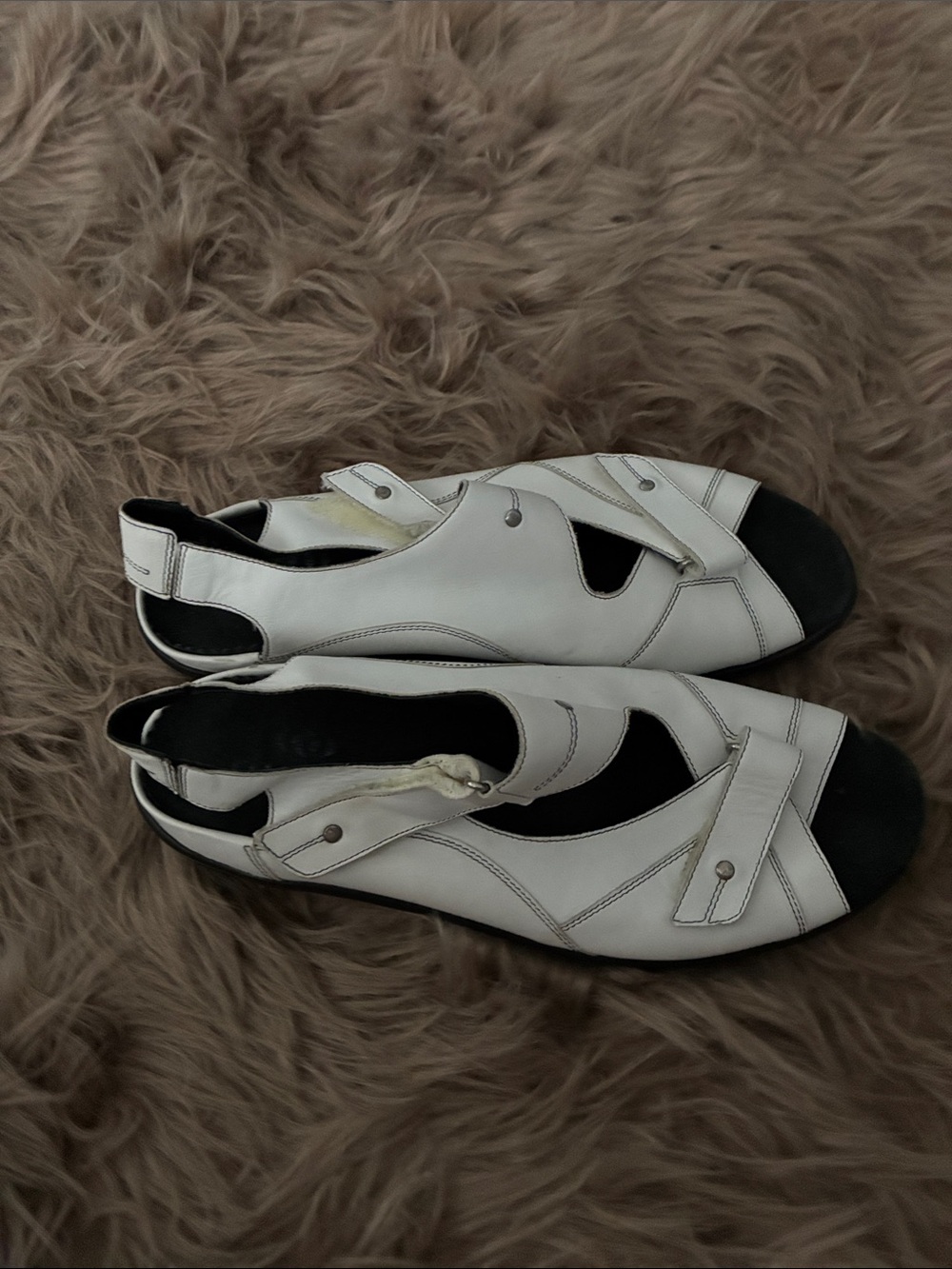 Women’s White and Black Slingback Cutout Sandals